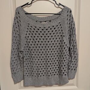 American Eagle Gray Open Knit Pullover Sweater Size M